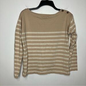 J. Crew tan striped top‎ long sleeve boat neck size XS